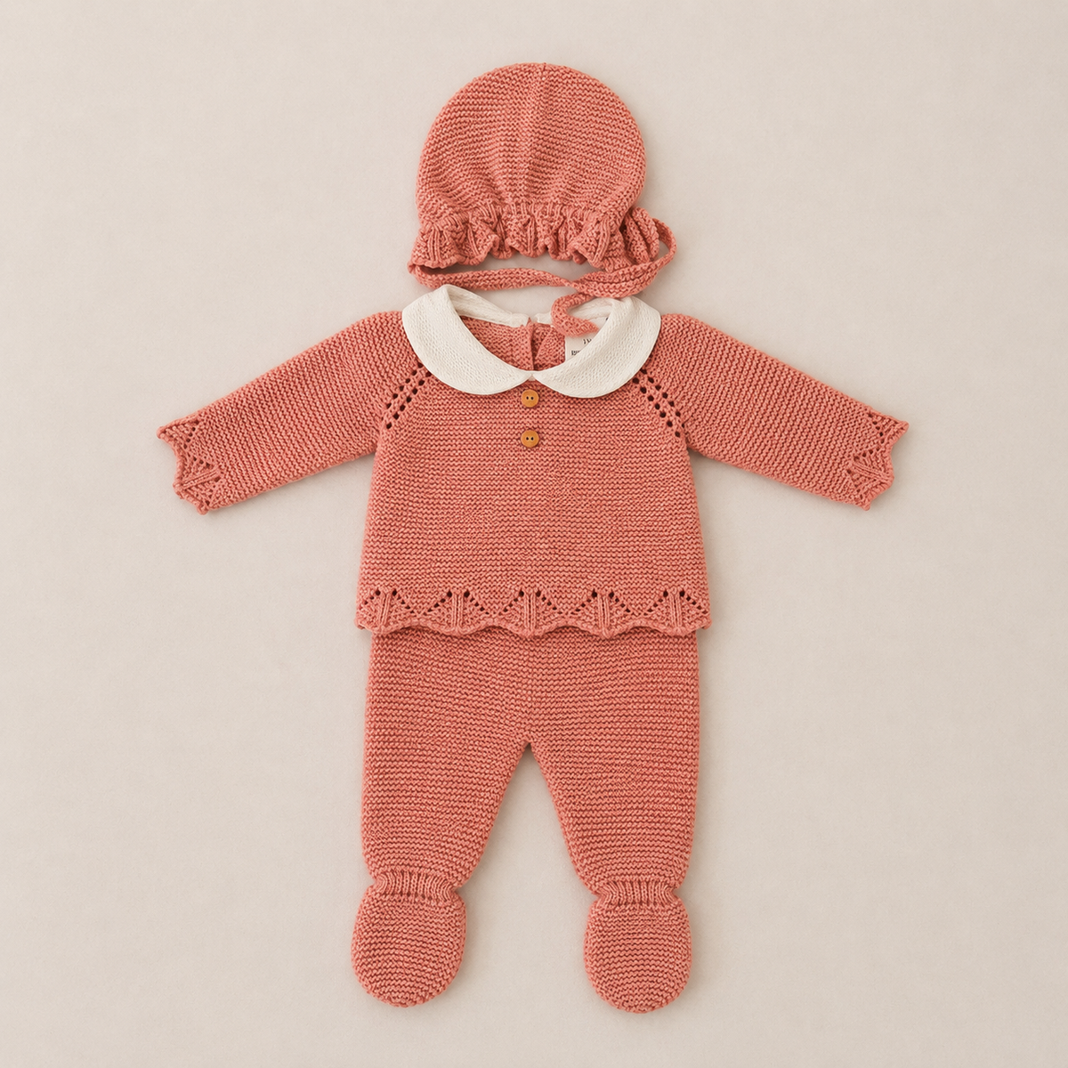 Conjunto Bebé 3 Piezas Modelo Olivia · Rosa Empolvado